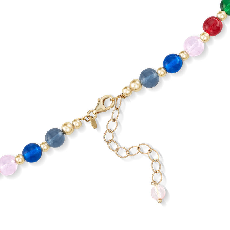 Italian Multicolored Murano Glass Bead Necklace with 18kt Gold Over Sterling Silver image number 2