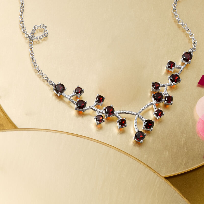 6.75 ct. t.w. Garnet Vine Necklace in Sterling Silver image number 2