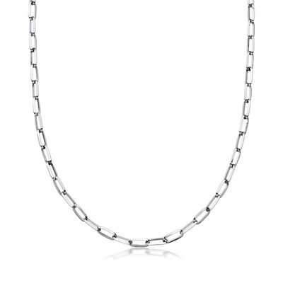 Rhodium-Plated Paper Clip Link Necklace