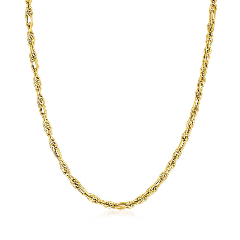 Italian 14kt Yellow Gold Twisted-Link Necklace. 18" image number 0