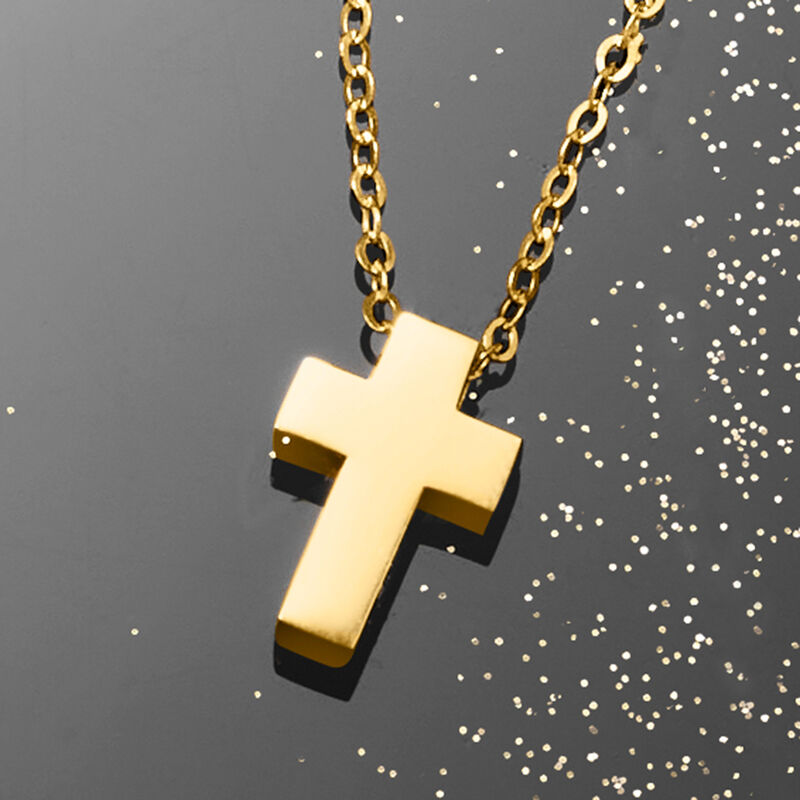 14kt Yellow Gold Cross Pendant Necklace image number 4