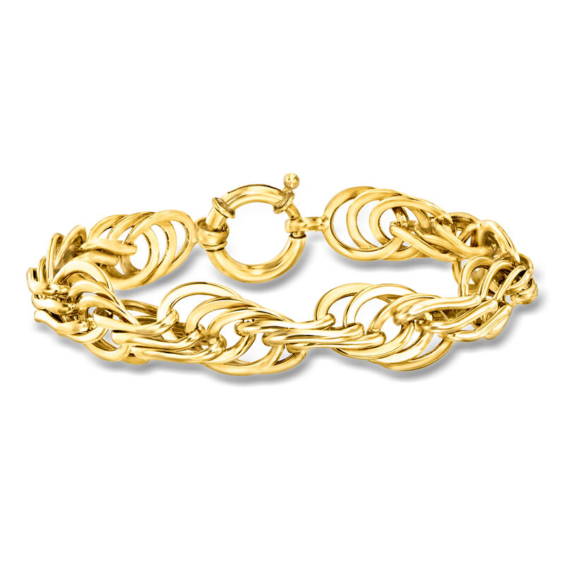 18kt Gold Over Sterling Multi-Oval Link Bracelet image number 0