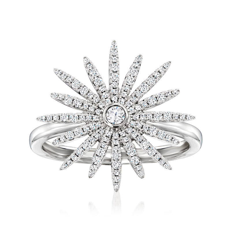 C. 2000 Vintage .45 ct. t.w. Diamond Starburst Ring in 18kt White Gold. Size 6 image number 0