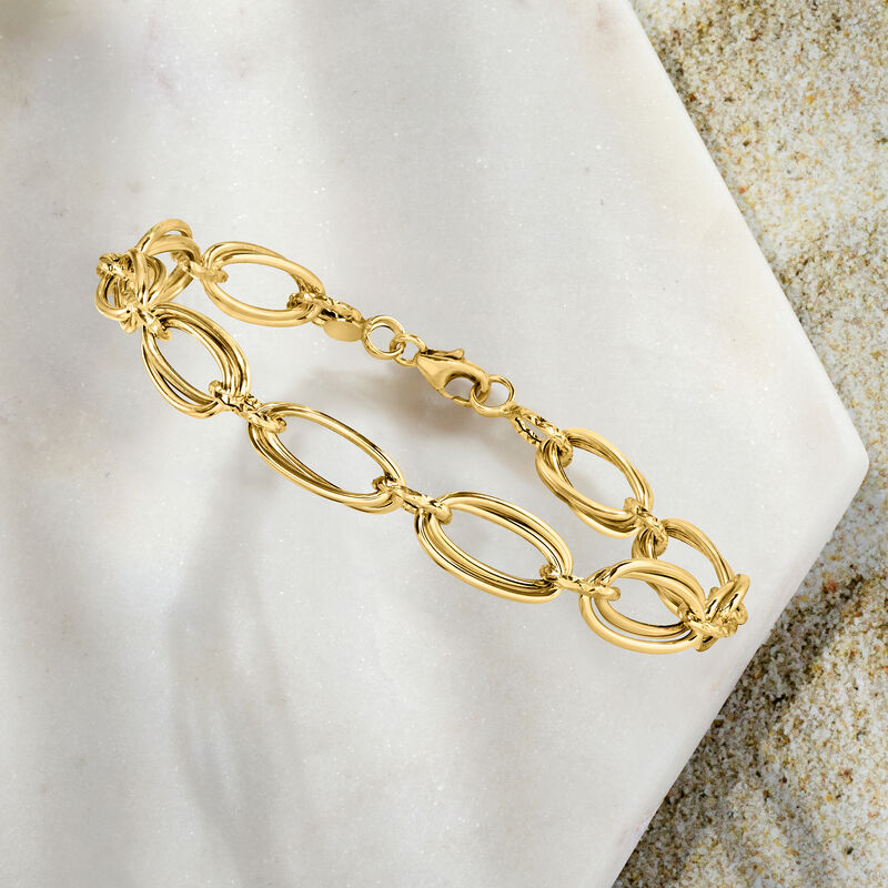 Italian 18kt Yellow Gold Double-Oval Link Bracelet image number 3