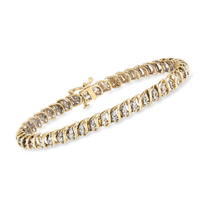 C. 1980 Vintage 1.35 ct. t.w. Diamond Bracelet in 10kt Yellow Gold