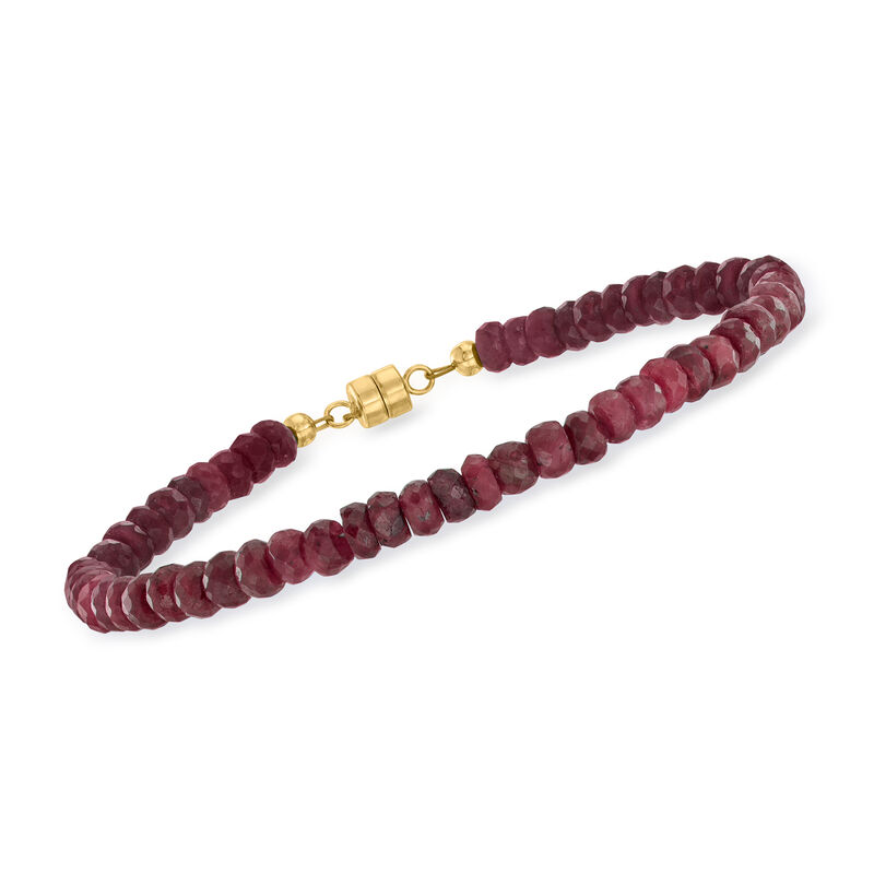 36.00 ct. t.w. Ruby Bead Bracelet with 14kt Yellow Gold Magnetic Clasp image number 0