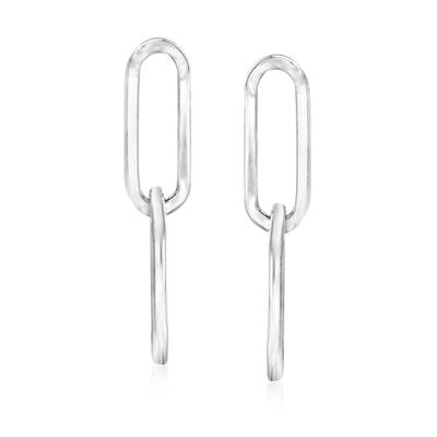 Italian Sterling Silver Paper Clip Link Drop Earrings   Italian Sterling Silver Paper Clip Link Drop Earrings