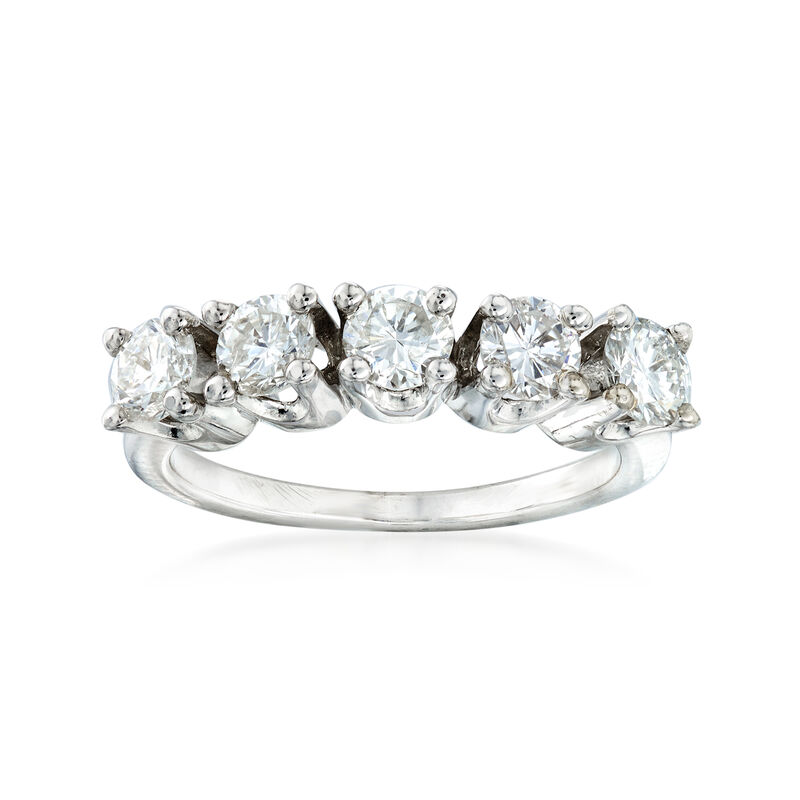 C. 1980 Vintage 1.25 ct. t.w. Diamond Five-Stone Ring in 14kt White Gold. Size 5 image number 0