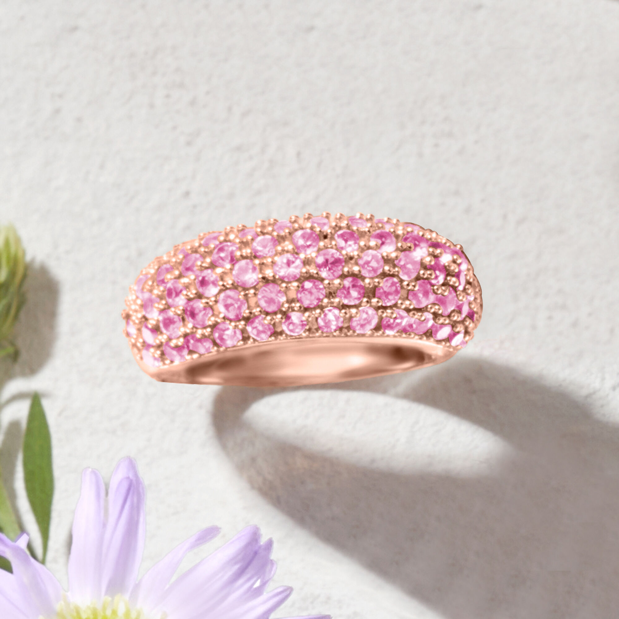 輝く高品質な 2.50 ct. t.w. Pave Pink Sapphire Ring in 14kt Rose Gold アクセサリー
