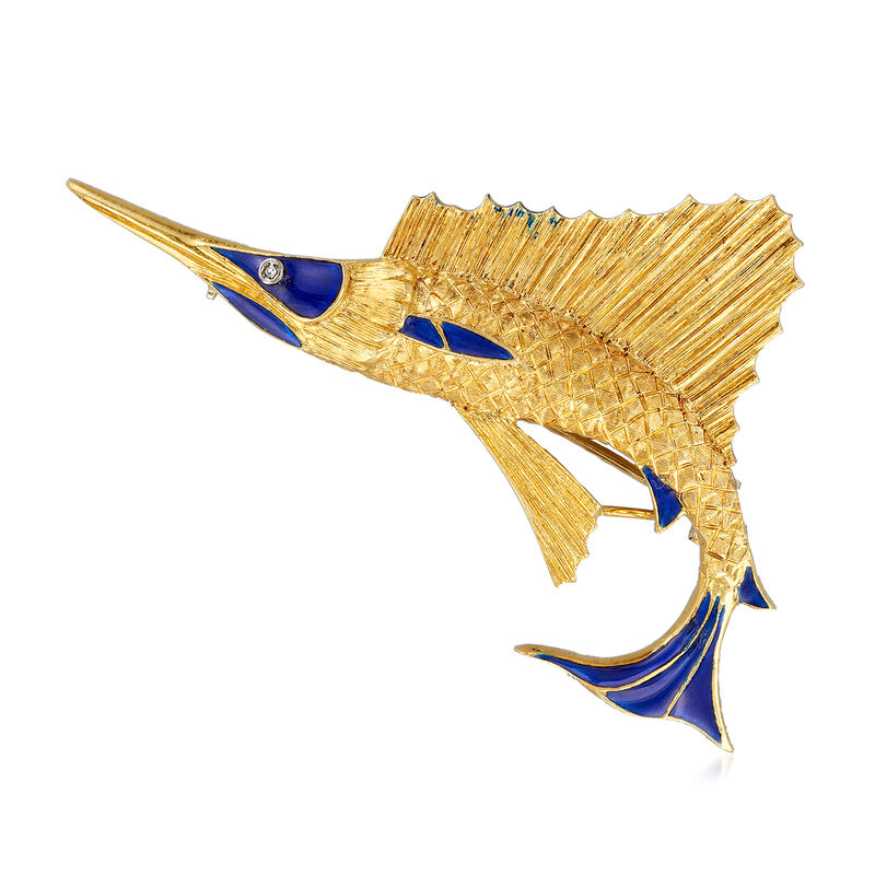 C. 1970 Vintage 18kt Yellow Gold Marlin Fish Pin image number 0