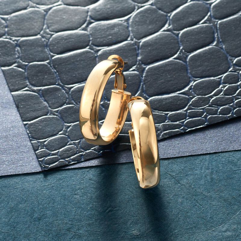 Italian 14kt Yellow Gold Hoop Earrings. 3/4&quot; image number 2