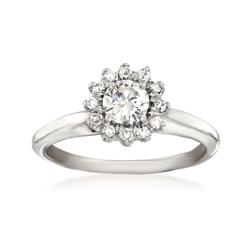C. 1970 Vintage .60 ct. t.w. Diamond Engagement Ring in 14kt White Gold. Size 6.5 image number 0