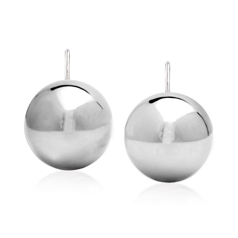 Italian 18mm Sterling Silver Ball Drop Earrings  image number 0