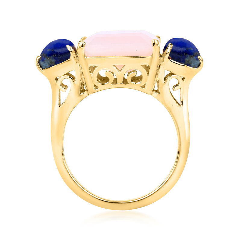 Pink Opal and Lapis Ring in 18kt Gold Over Sterling image number 2