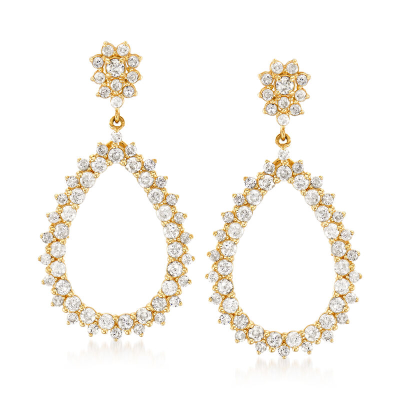 1.50 ct. t.w. Diamond Open-Teardrop Earrings in 14kt Yellow Gold image number 0