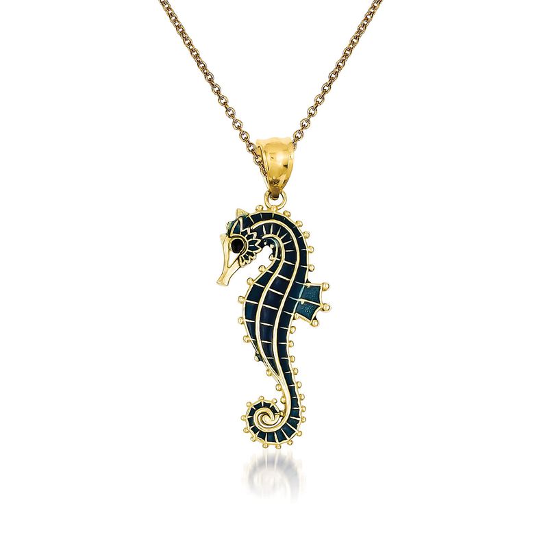 14kt Yellow Gold Seahorse Pendant Necklace image number 0