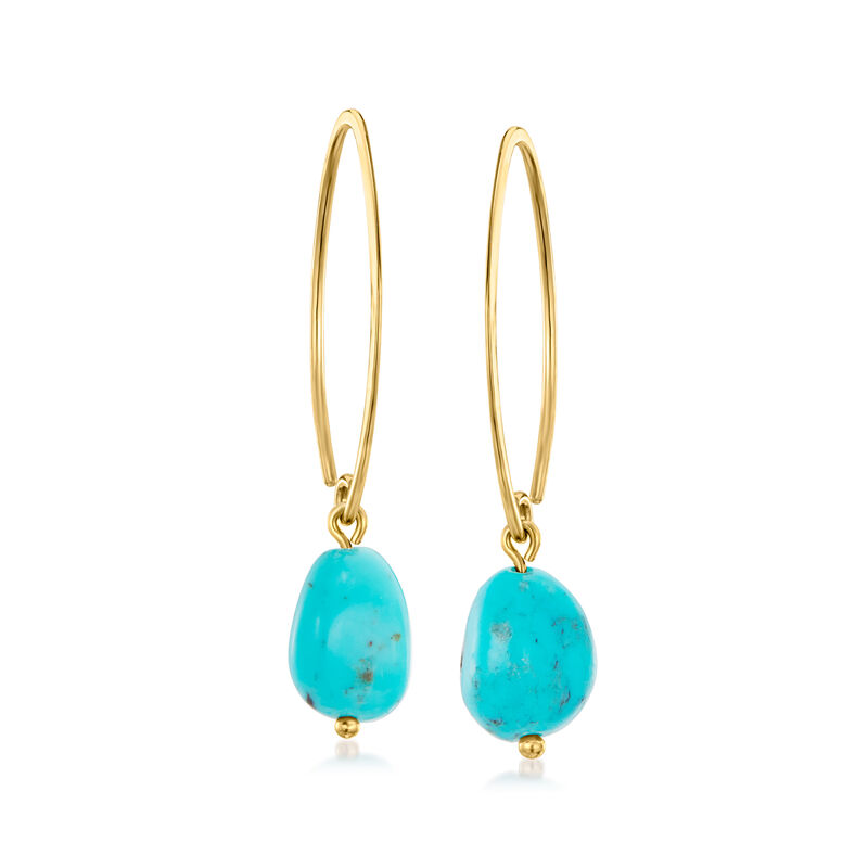 Turquoise Drop Earrings in 14kt Yellow Gold image number 0