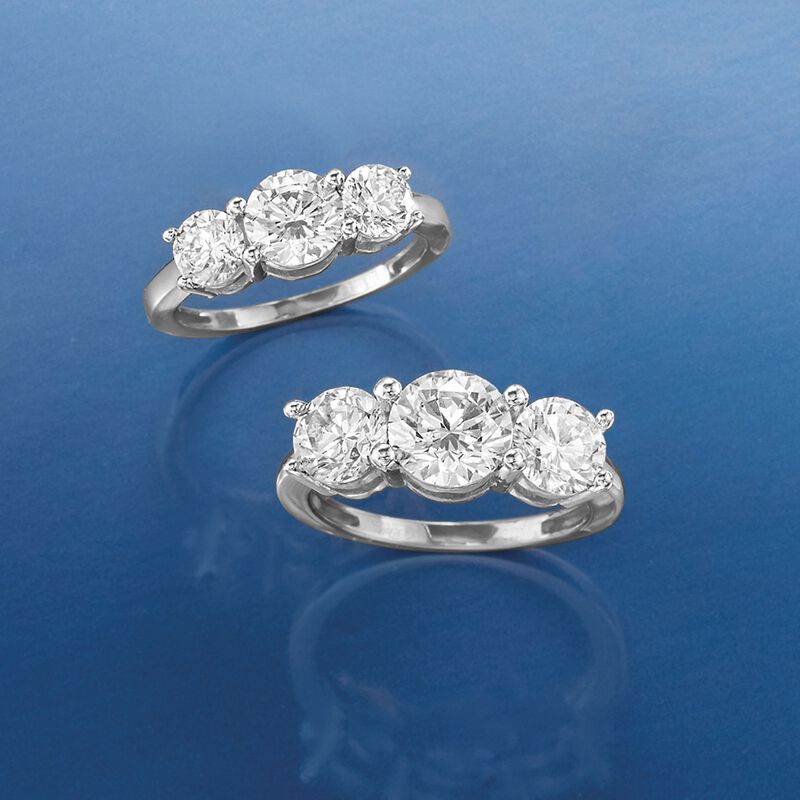 4.00 ct. t.w. CZ Three-Stone Ring in 14kt White Gold image number 4