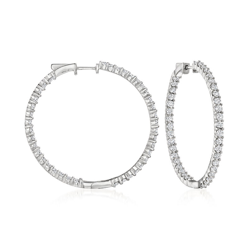 4.00 ct. t.w. Diamond Inside-Outside Hoop Earrings in Sterling Silver. 1 1/2&quot; image number 0