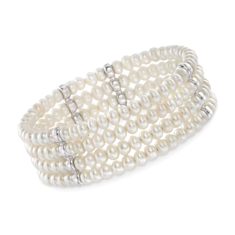 4.5-5mm Cultured Pearl Cuff Bracelet with Sterling Silver image number 0
