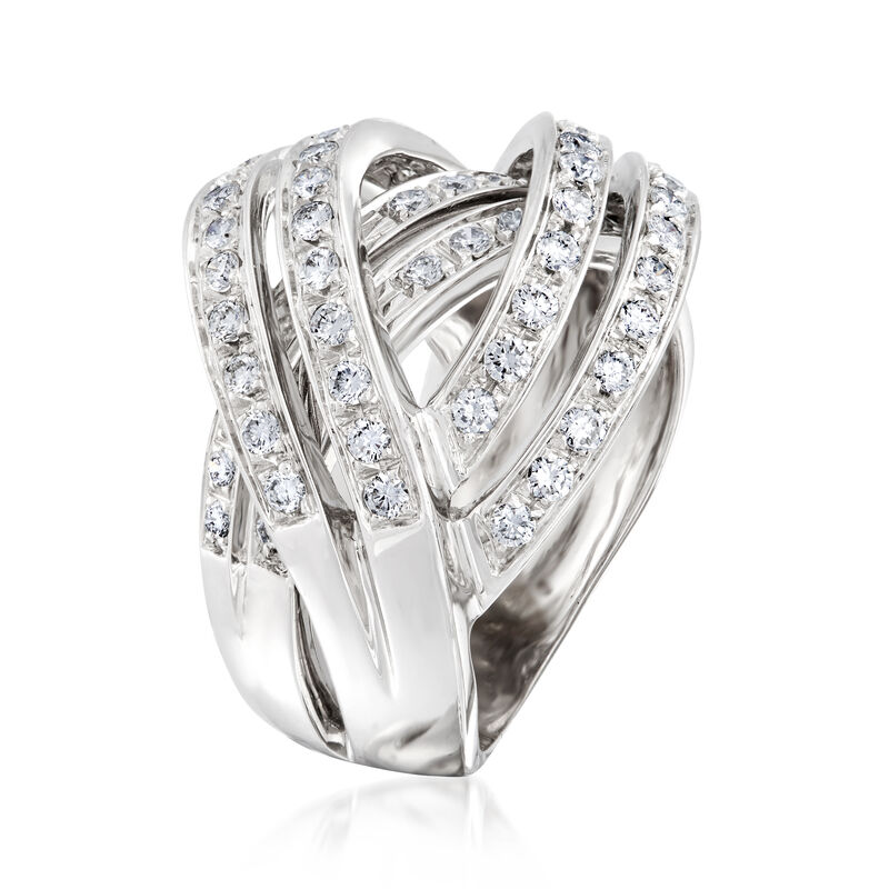 C. 1990 Vintage 1.30 ct. t.w. Diamond Highway Ring in 18kt White Gold image number 2