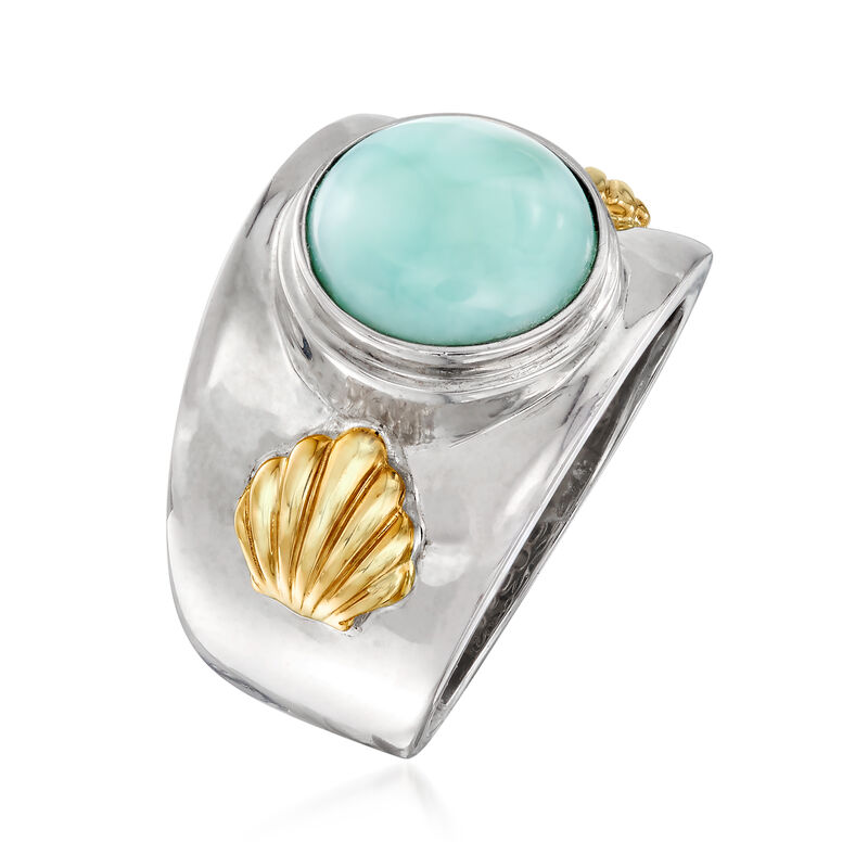 Larimar Wide Ring in Sterling Silver and 14kt Gold image number 2
