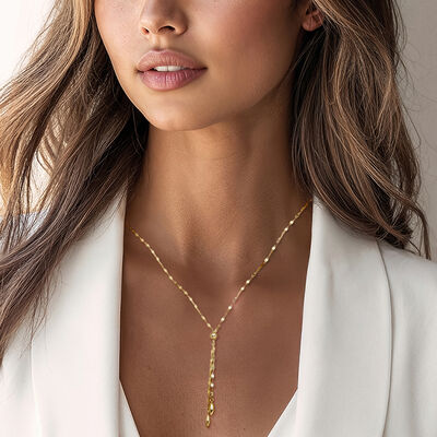 Italian 10kt Yellow Gold Lumachina-Chain Lariat Necklace