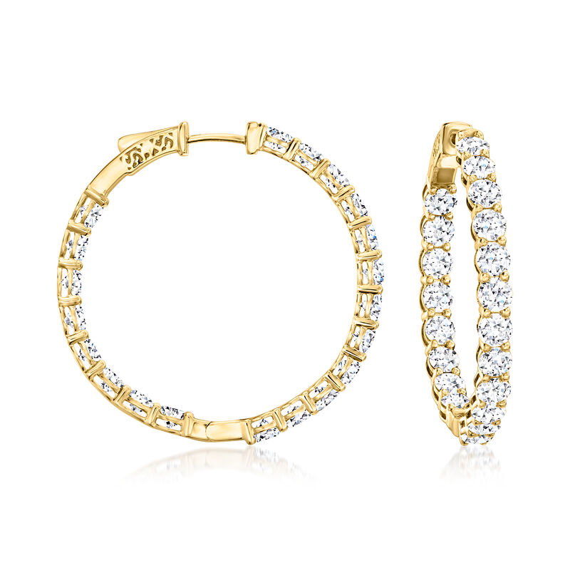 7.00 ct. t.w. Lab-Grown Diamond Inside-Outside Hoop Earrings in 14kt Yellow Gold. 1 1/4&quot; image number 0