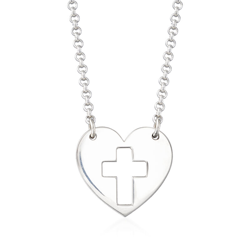 Sterling Silver Jewelry Set: Three Generations Heart and Cross Necklaces image number 2