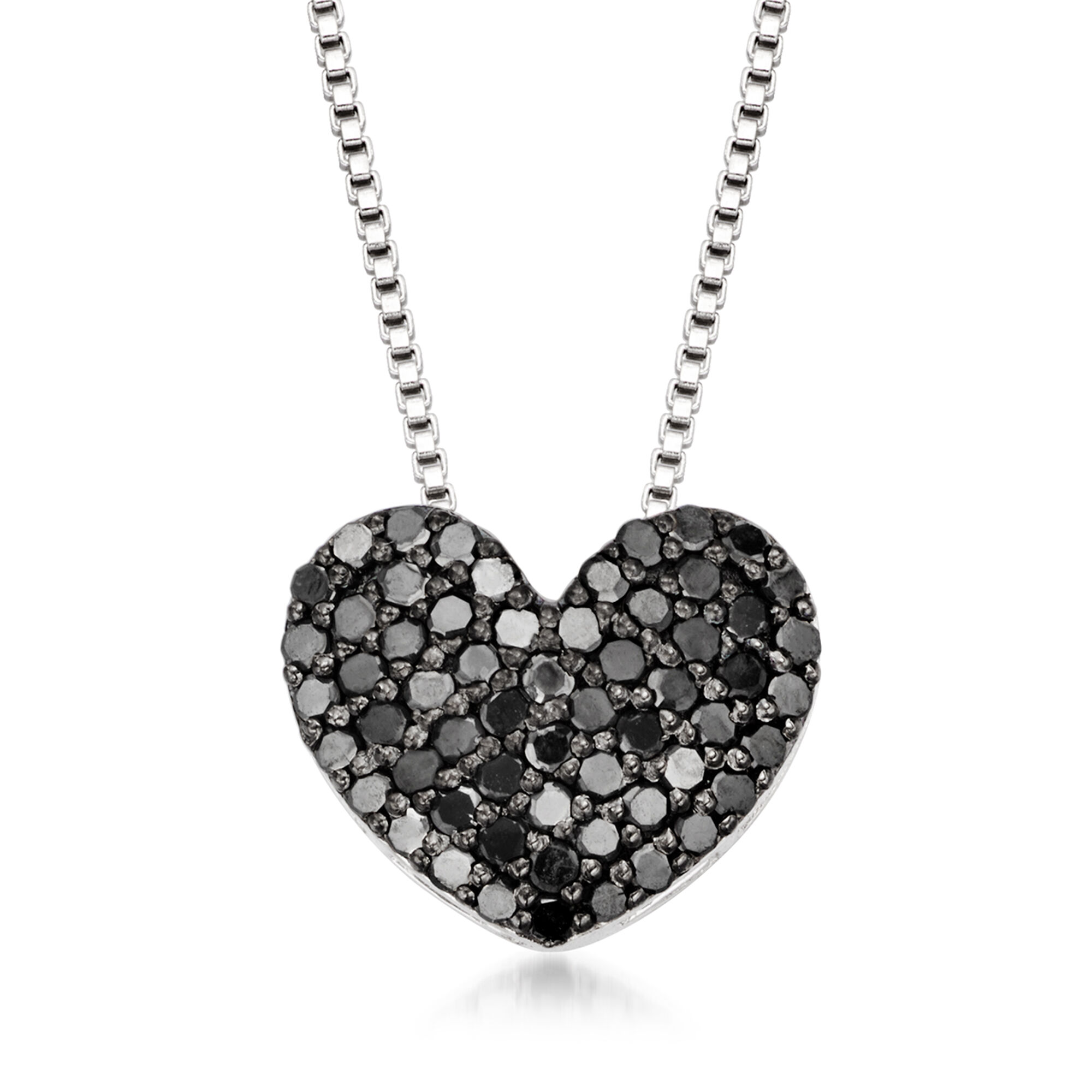 25 ct. t.w. Black Diamond Heart Pendant Necklace in Sterling