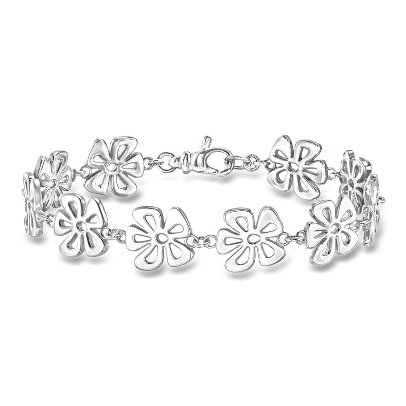 Zina Sterling Silver "Tiki" Multi-Flower Bracelet. 7" image number 0