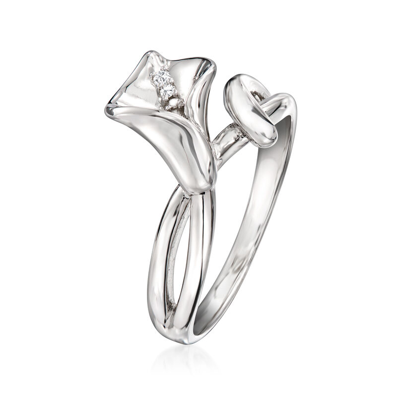 Diamond-Accented Calla Lily Ring in Sterling Silver image number 2