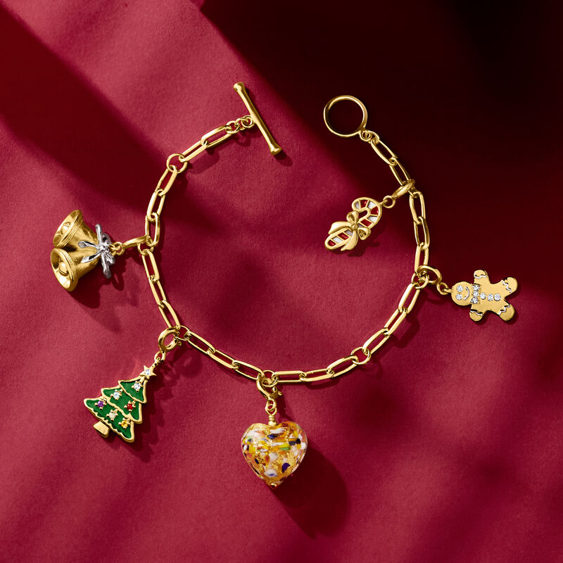 18kt Gold Over Sterling Charm-Compatible Paper Clip Link Toggle Bracelet image number 3