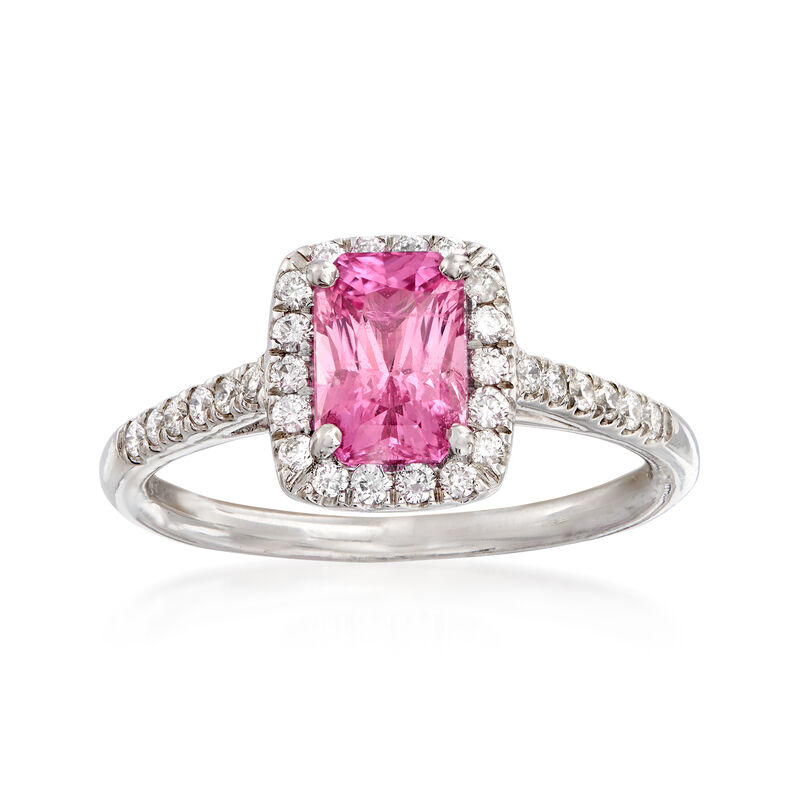 C. 2000 Vintage 1.45 Carat Pink Sapphire and .25 ct. t.w. Diamond Ring in 14kt White Gold. Size 6.5 image number 0
