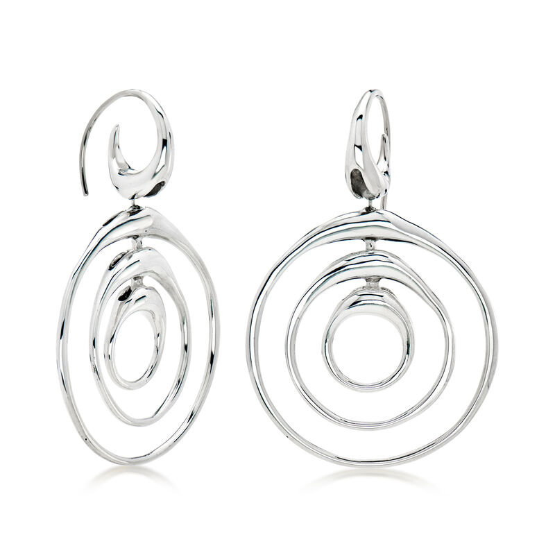 C. 2000 Vintage Sterling Silver Spiral Drop Earrings image number 0