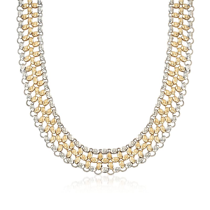 C. 1990 Vintage 18kt Yellow Gold Open Link Bead Mesh-Style Necklace. 16&quot; image number 1