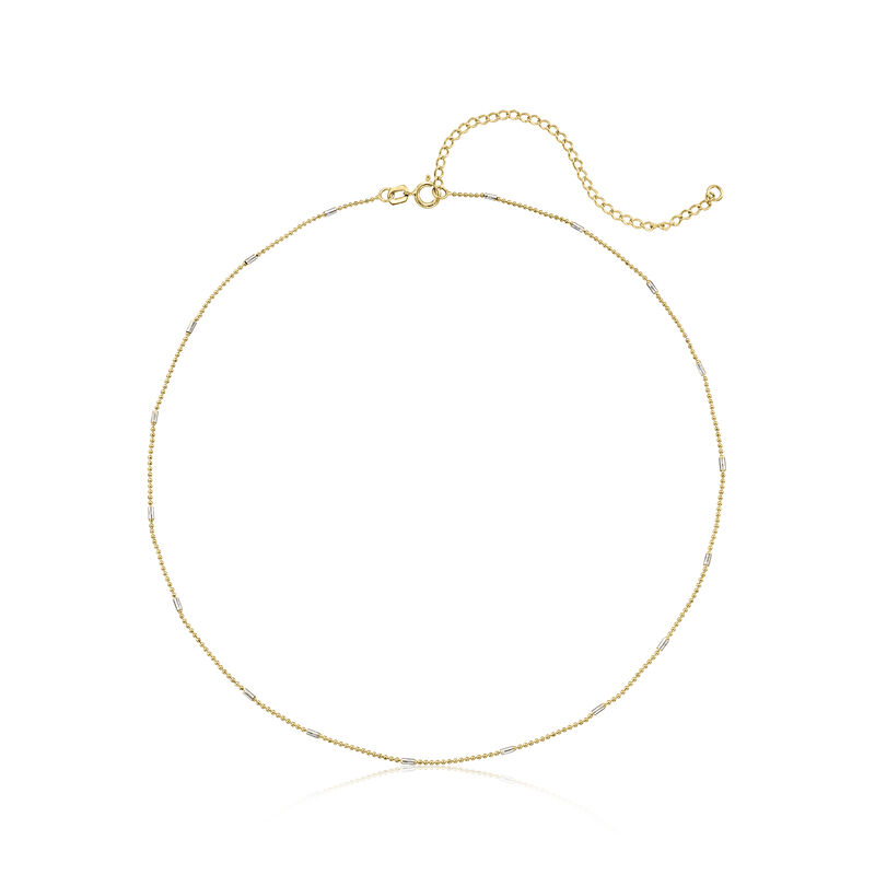 14kt Two-Tone Gold Bead-Chain Choker Necklace. 13&quot; image number 1
