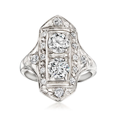 C. 1950 Vintage 1.45 ct. t.w. Diamond Dinner Ring in 14kt White Gold