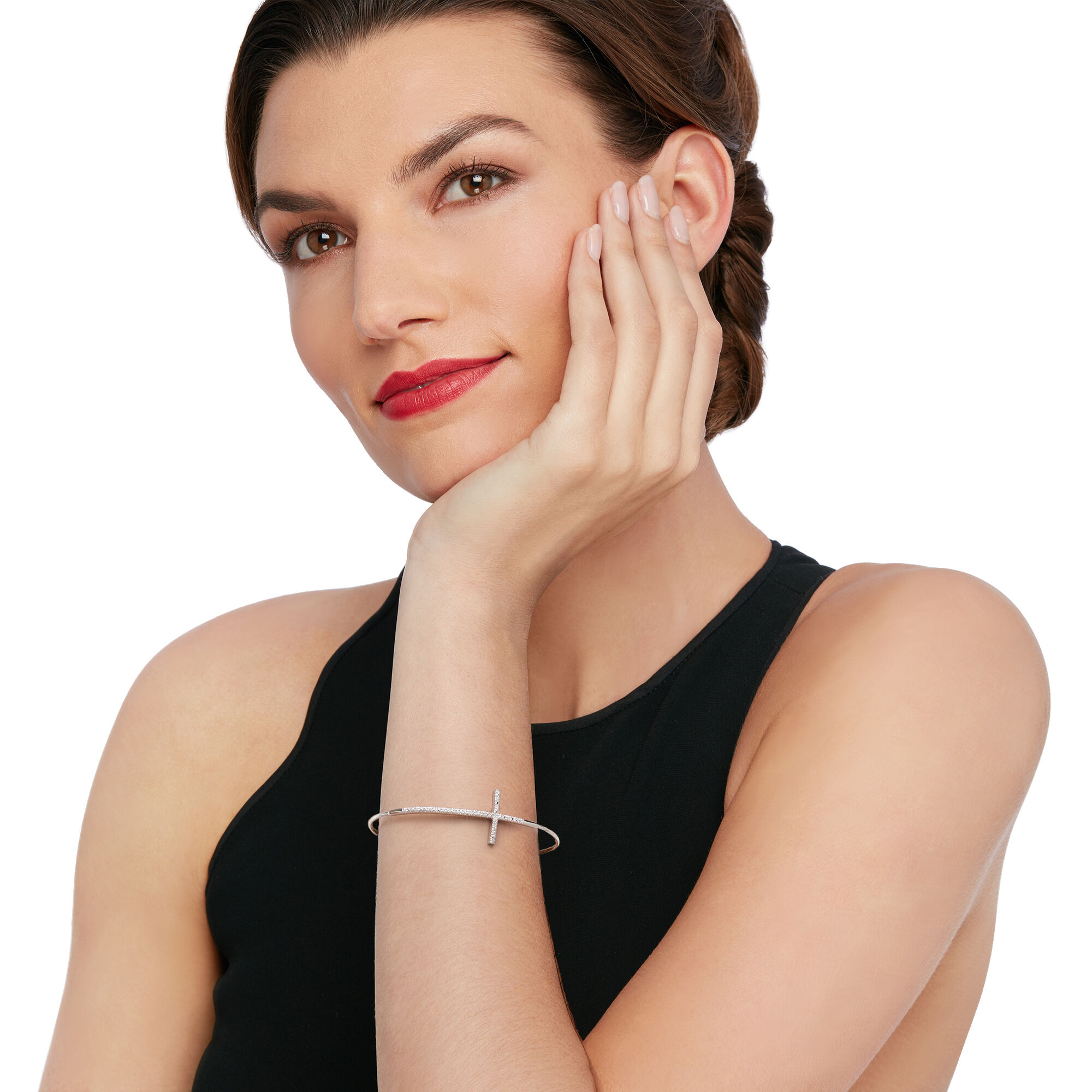 Sideways cross bangle bracelet hotsell