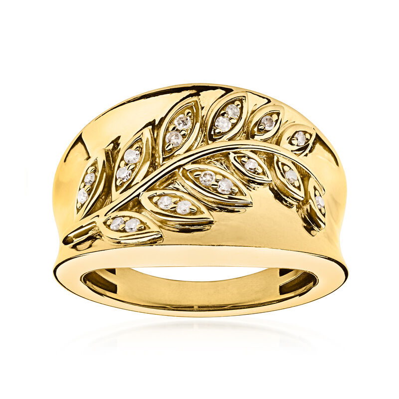 .20 ct. t.w. Diamond Leaf Ring in 18kt Gold Over Sterling image number 0
