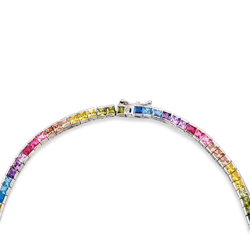 20.00 ct. t.w. Rainbow CZ Tennis Necklace in Sterling Silver image number 3