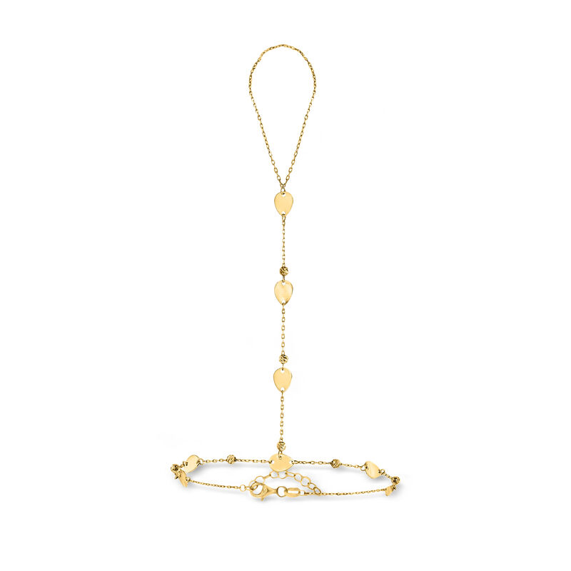 14kt Yellow Gold Disc Station Hand Chain Bracelet. 7" image number 0