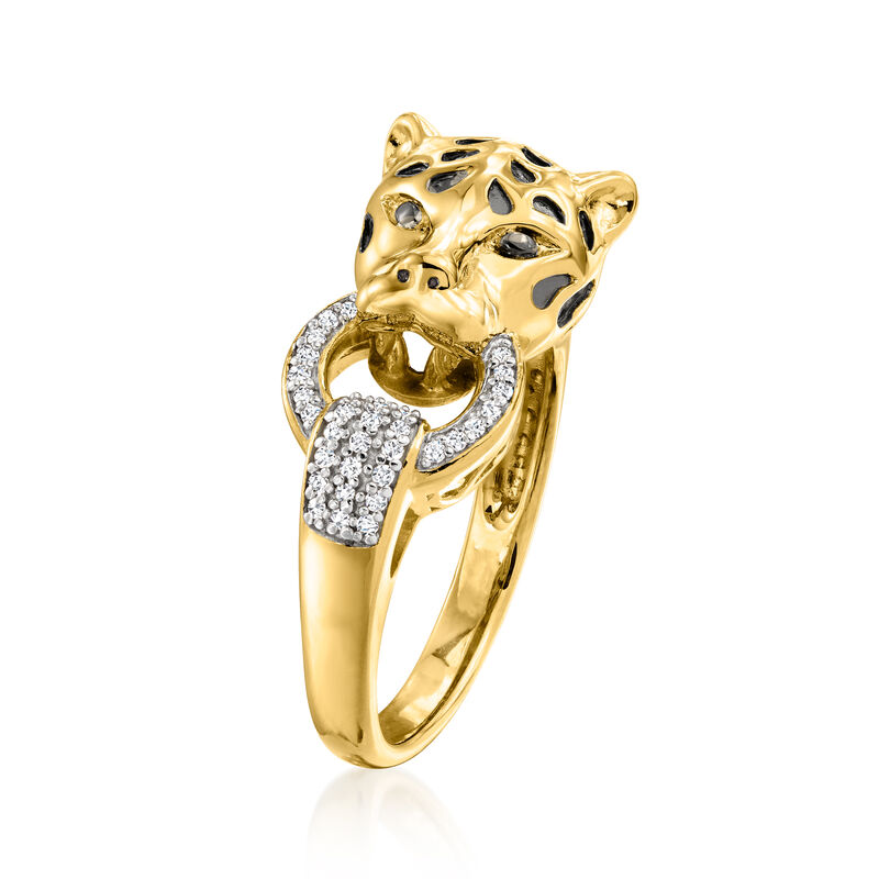 .10 ct. t.w. Diamond Cheetah Ring in 18kt Gold Over Sterling image number 2