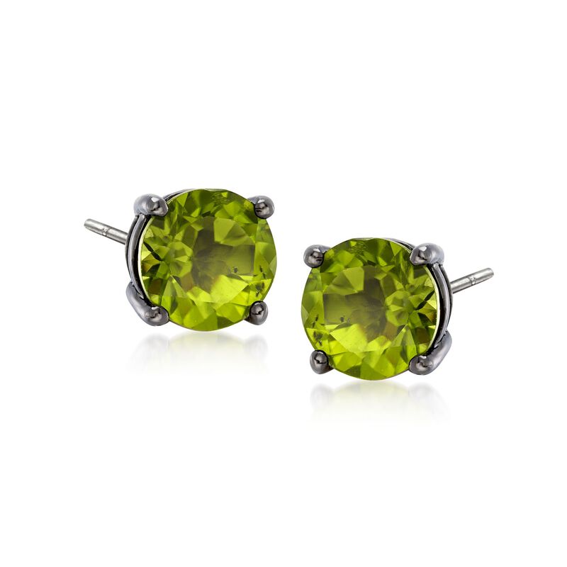 3.00 ct. t.w. Round Peridot Stud Earrings in Sterling Silver image number 0
