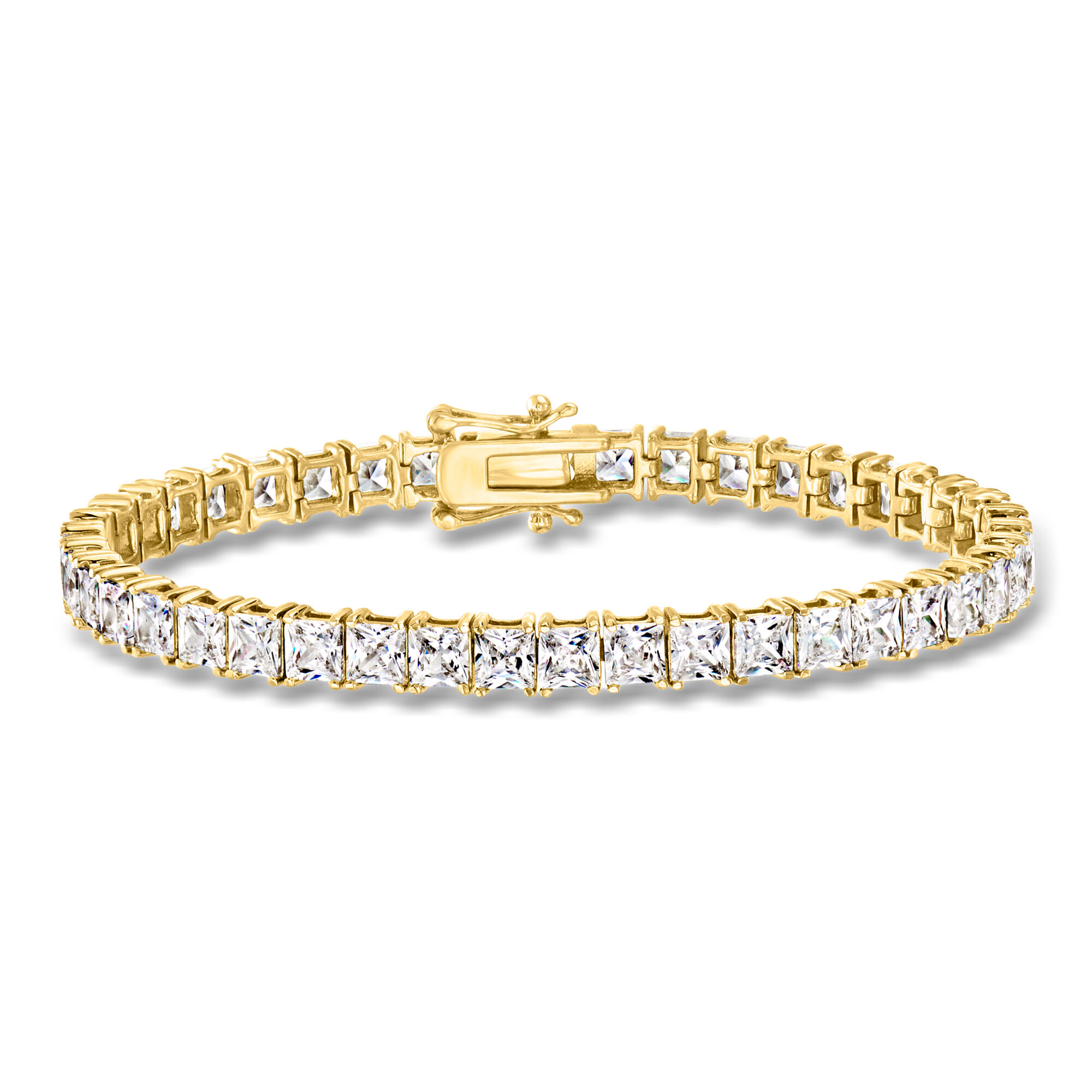 16.00 ct. t.w. Princess-Cut CZ Tennis Bracelet in 18kt Gold Over