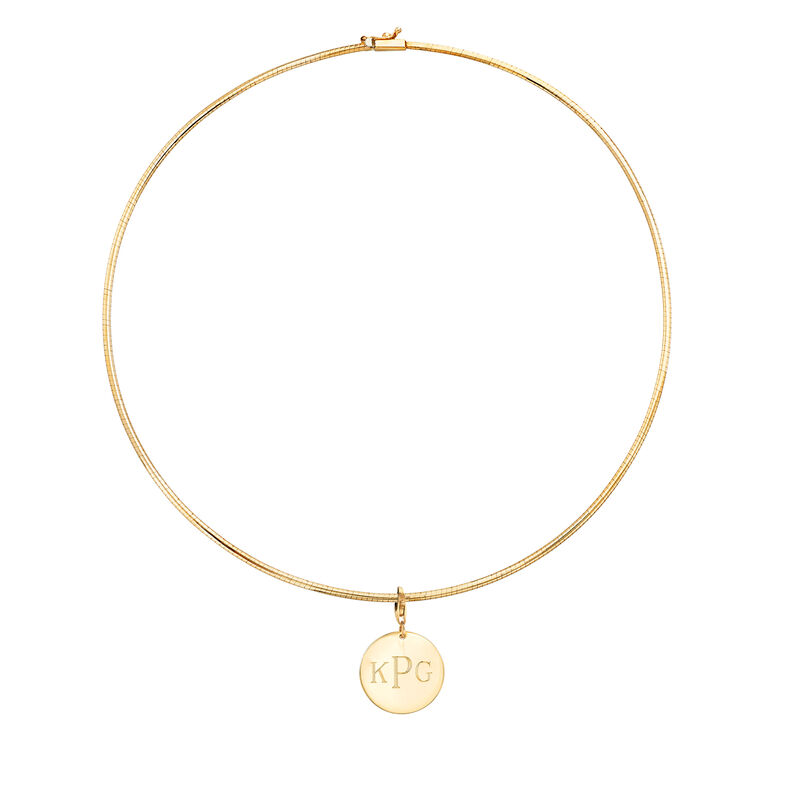 Monogram - 14kt Yellow Gold Omega Necklace with Removable Disc Pendant. 18&quot; image number 0