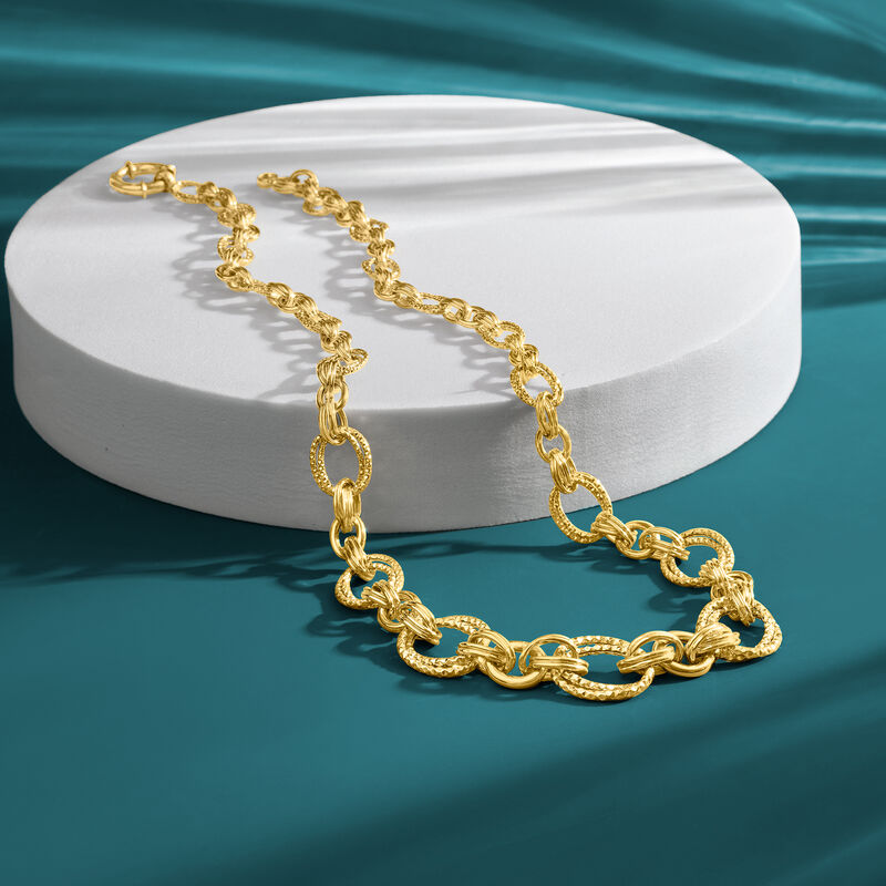 14kt Yellow Gold Double-Oval Link Necklace image number 2