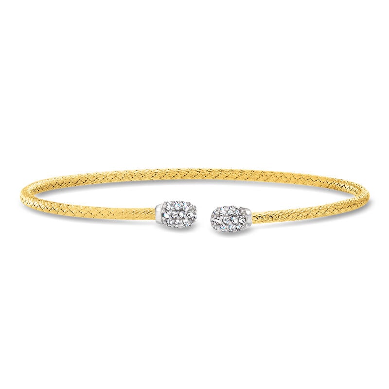 Charles Garnier .34 ct. t.w. CZ Cuff Bracelet in Two-Tone Sterling Silver. 7.5" image number 0