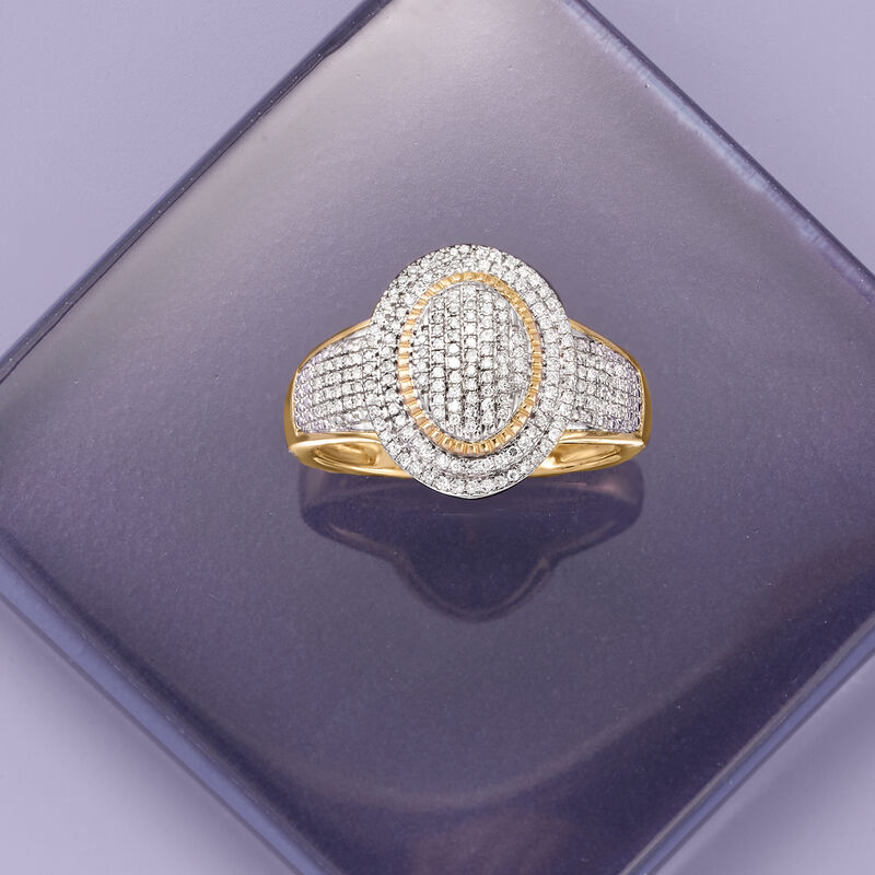 .25 ct. t.w. Pave Diamond Oval Ring in 14kt Yellow Gold image number 3