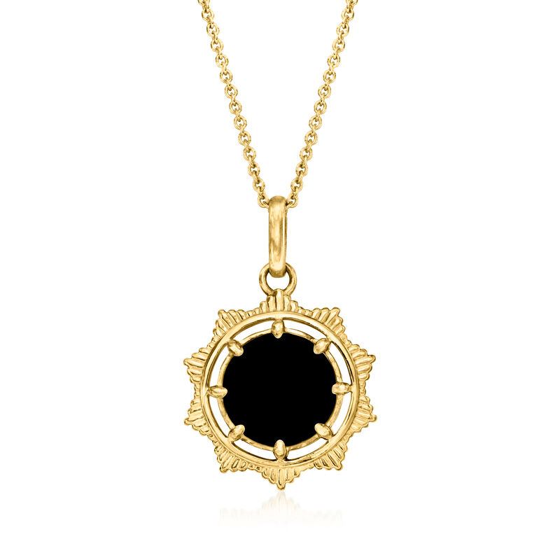 Onyx and Mother-of-Pearl Reversible Pendant Necklace in 18kt Gold Over Sterling. 18&quot; image number 2